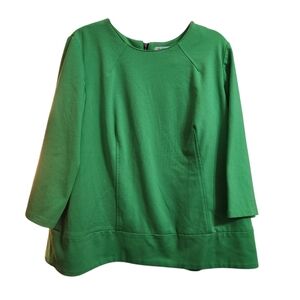 Liz Claiborne Spring Green 3/4 Sleeve Top With Back Zip Size 2x 🎉HOST PICK🎉